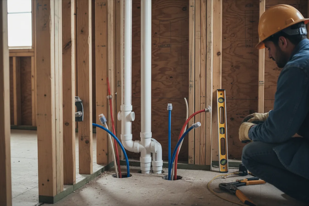 Drain and supply rough-in during Drain Cleaning in Bernardston